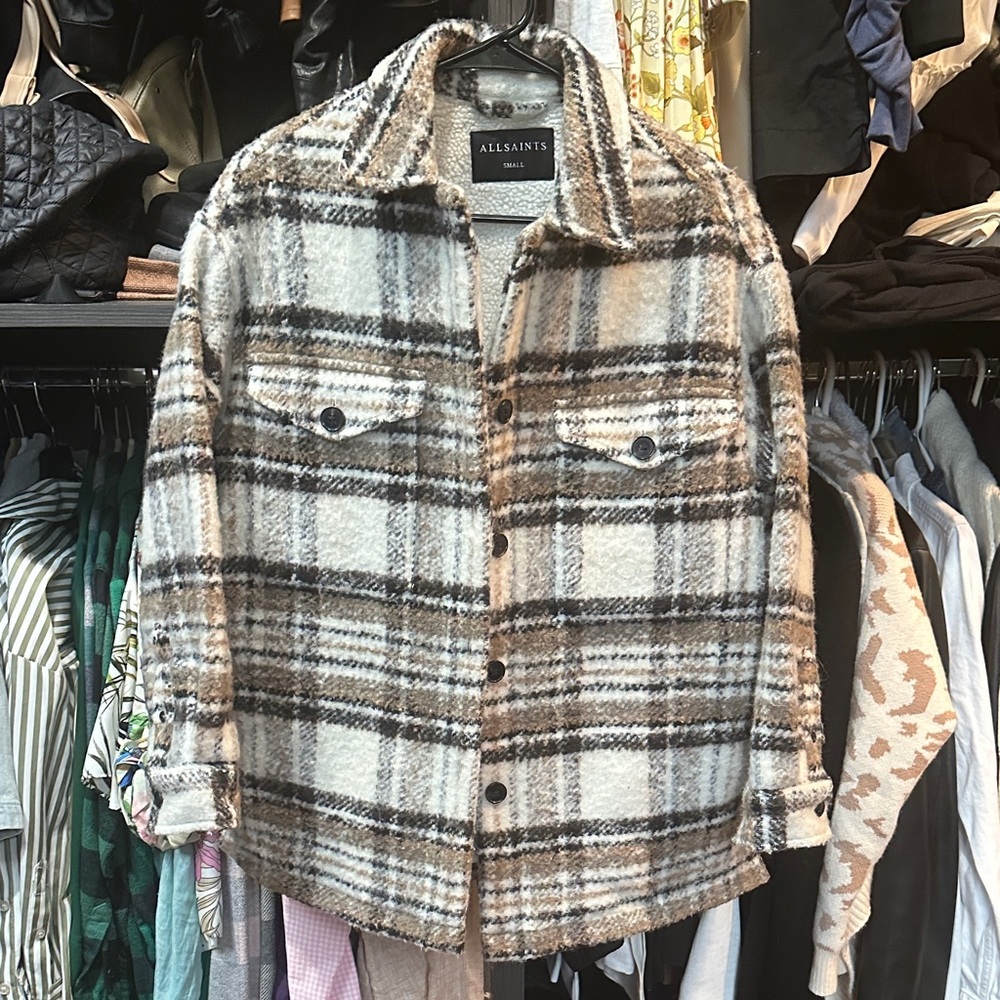 All Saints Women's Checkered Utility Jacket - Black, White, and Brown